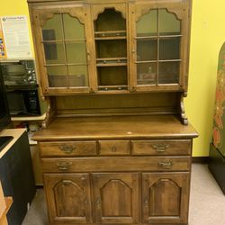 Vintage Maple Hutch Cabinet 