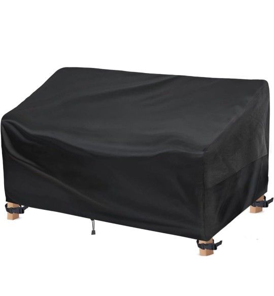 Outdoor Couch Cover - Waterproof Outdoor Sofa Cover (104W x 40D x 35H inches, Black) 2-3 Seater Patio Furniture Covers for Outdoor Furniture