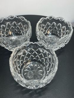 Set of 3 Crystal Glass Dessert Bowls