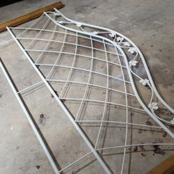White Enamel Wrought Iron Queen Size Headboard 