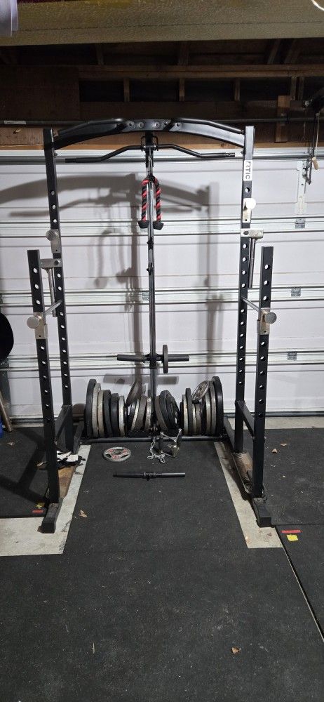 Weight Rack And Weights And Bars