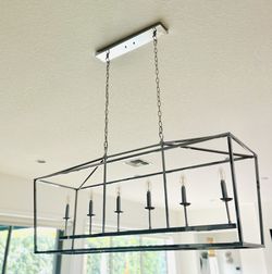 Modern Farmhouse Linear Chandelier – Chrome, 6-Light