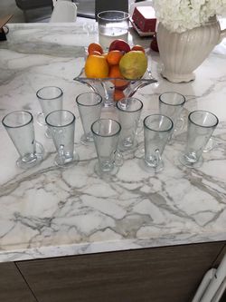 Set of  New 12  Elegant Clear Footed Glass  Coffee Mug