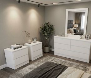 Dresser whit mirror and 2 nightstands - Cómoda con espejo y 2 mesitas de noche