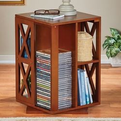 Rotating Wooden Bookcase with 4 Shelves