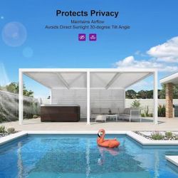 6-Panel Aluminum Pergola Privacy Wall Louver Panels 35”×58” Sun Shade Shutter Set