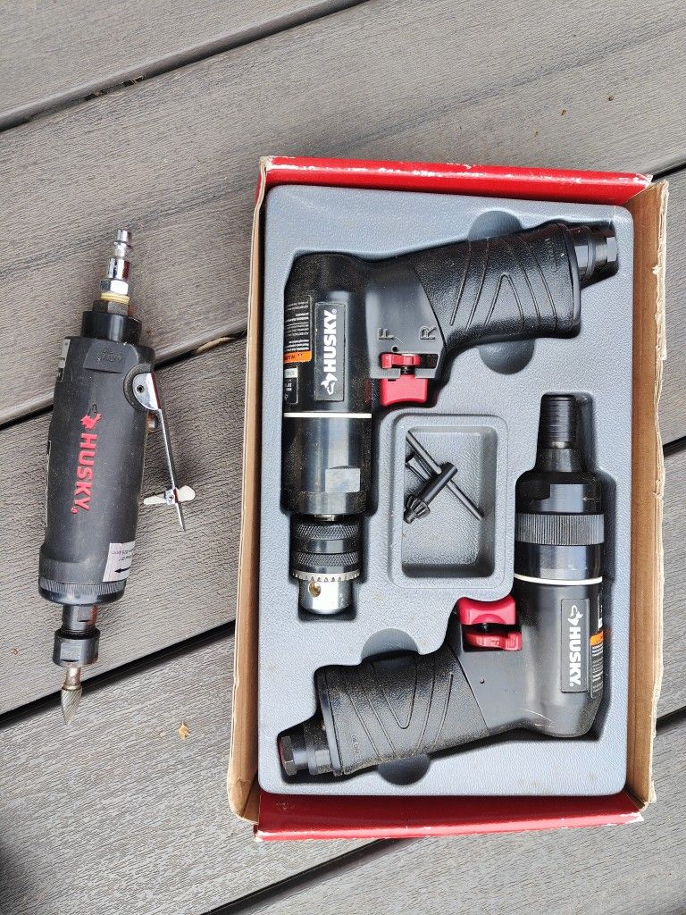 Husky pneumatic drill and driver and due grinder air tools