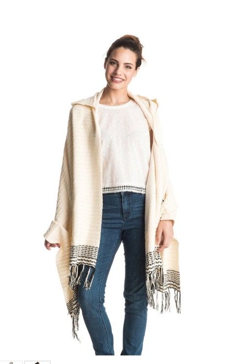 ROXY over-sized hooded scarf poncho
with Pockets