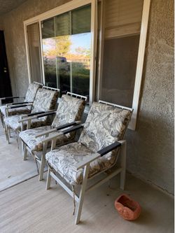 Outdoor chairs and cushions