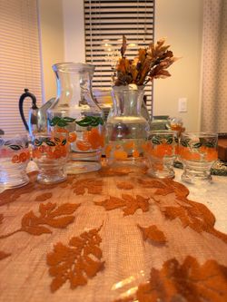 Vintage Glass Pitcher and Juice Glass Set