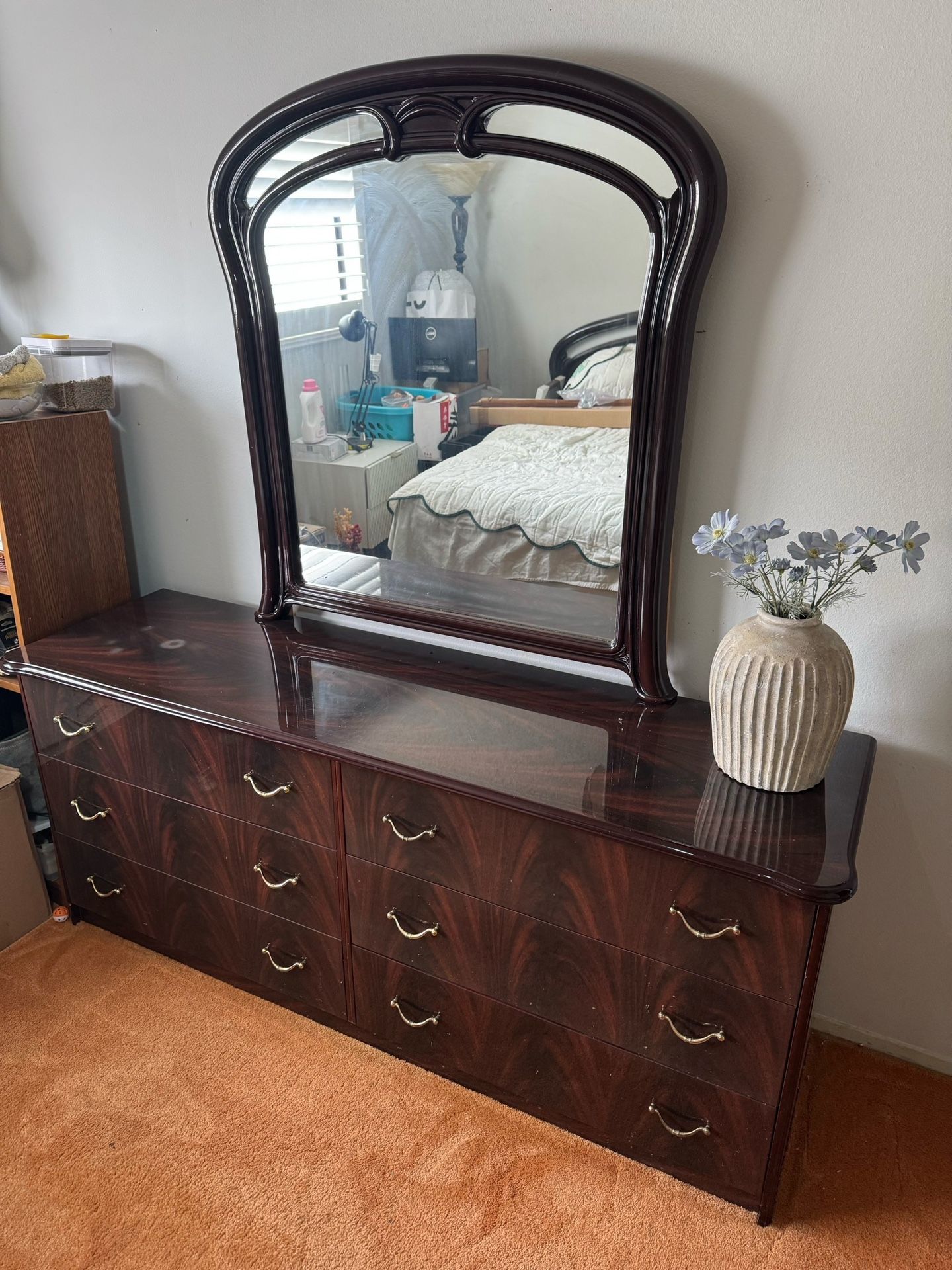 Made In Italy 6 Drawers Double Dressor With Mirror