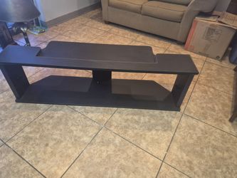 Black Wood TV Stand with Lower Shelf