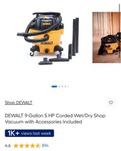 Dewalt shop vac including HEPA filter and extra bags