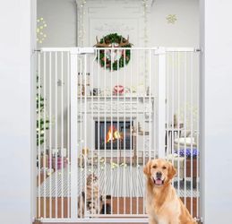 51" Tall Pet Cat Gate 30" to 49.27" Wide White Pressure Mounted New, Open Box