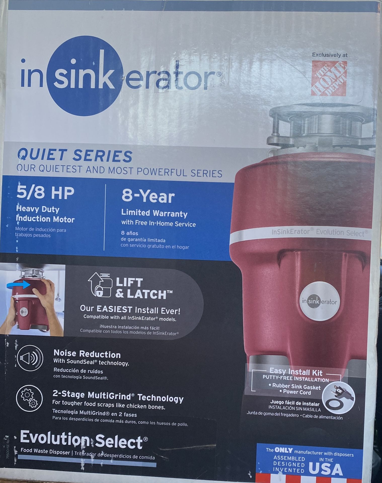 InSinkErator Evolution Select Plus Lift & Latch Quiet Series 5/8HP
