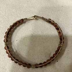 Gold Plate Wooden Bead Bracelet