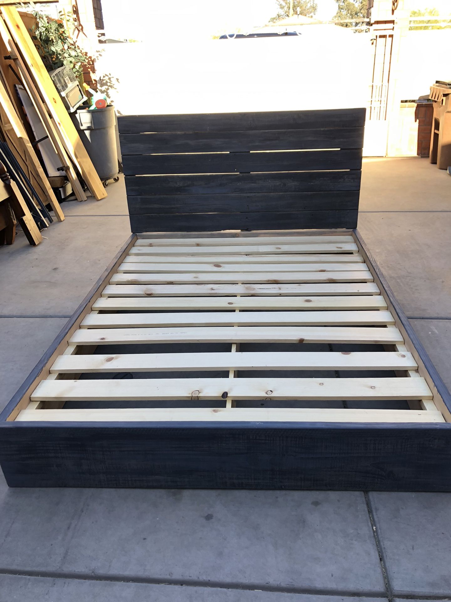 Solid Wood Queen bed frame - $80