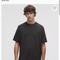 LuluLemon BeCalm Short-Sleeve Shirt heathered black mens 2XL