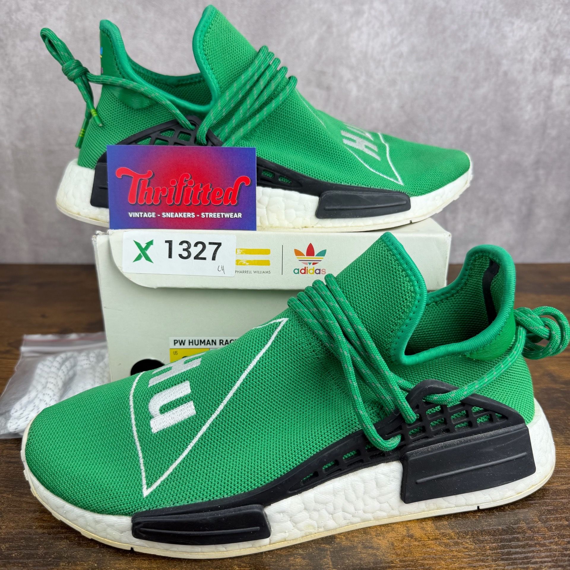Adidas NMD Hu x Pharrell Human Race Green Size 8.5 BB0620 Men’s Sneakers OG Rare