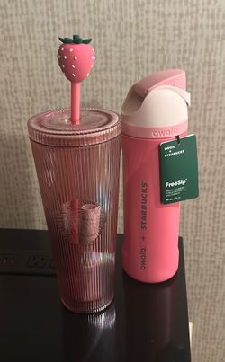 Starbucks pink collection strawberry cup and owala