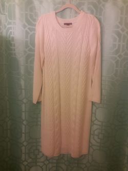 OFF-WHITE COLORED CABLE KNIT SWEATER DRESS