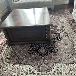 Very heavy walnut square coffee table with drawers