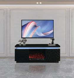 LCL-Dragon Modern Electric Fireplace TV Stand Media Console in Gold, Silver, Black, or White
