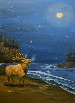 Acrylic Nature Painting - Watcher Of The Waves (24x36)