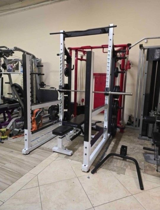 York Barbell STS Multi Function Power Rack With SCS Adiustable Bench Workout Fitness Intek Gym Equipment