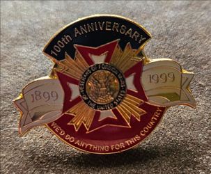 VFW 100th Anniversary Pin 1(contact info removed) Vererans Of Foreign War Ballou Enamel