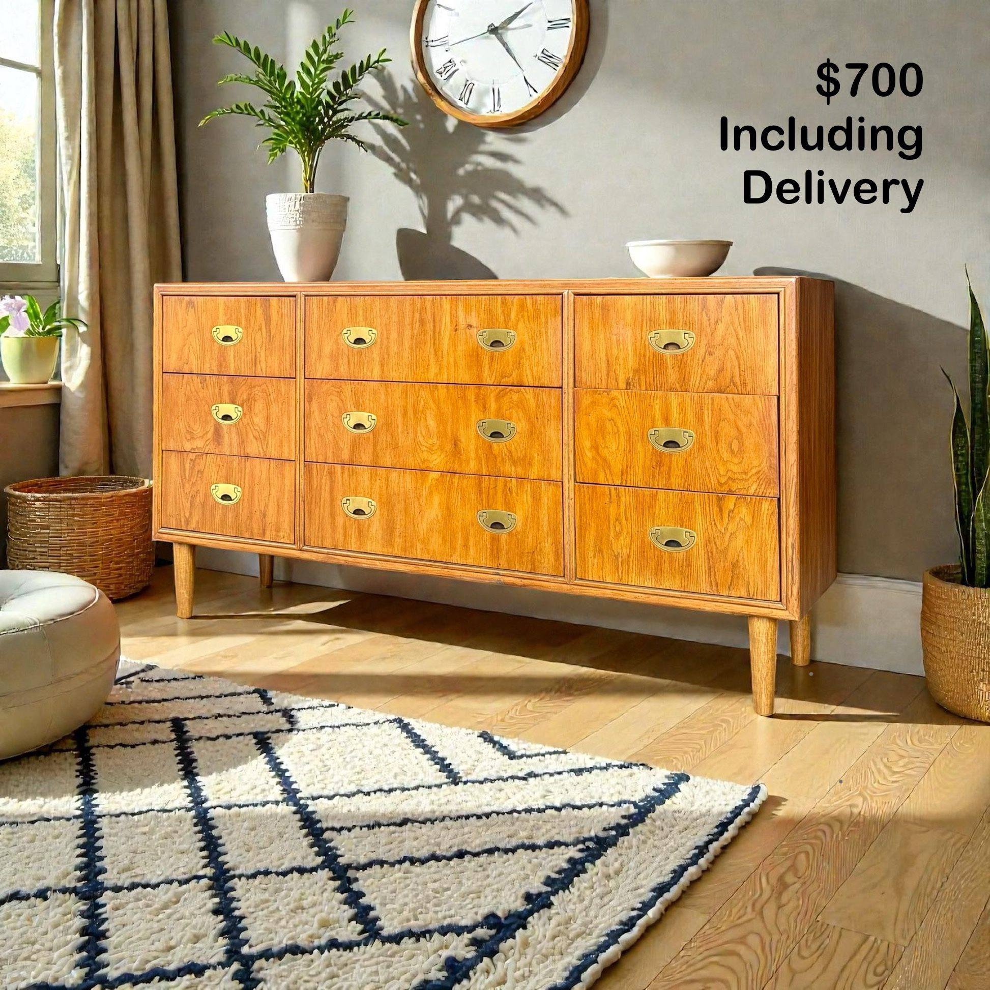 MCM Vintage Drexel 9-Drawer Dresser – FREE Delivery (20 Miles of Lakeside)