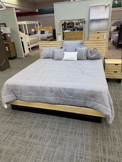 Rotta King Platform Bed - Hickory | Headboard