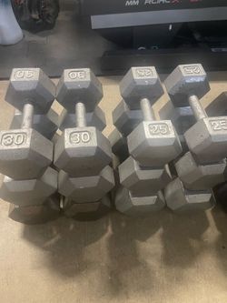 Hex iron dumbbells