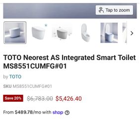 TOTO Neorest AS Integrated Smart Toilet