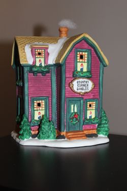 Victorian Village Country Corner Candles Vintage 97 Porcelain Christmas Holiday