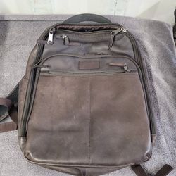 Renwick Genuine Leather Backpack, Dark Brown

