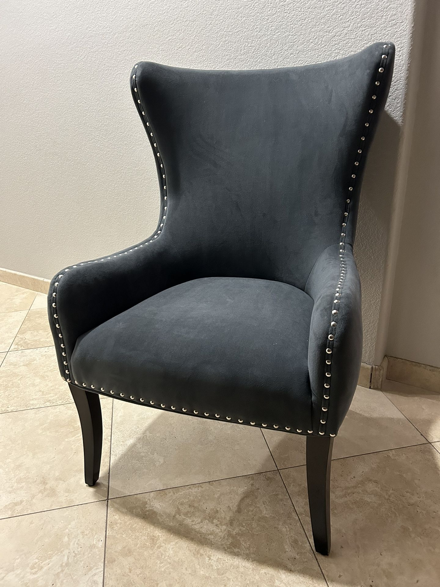 Large Grey Velvet Armchair