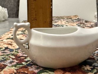1890’s vintage porcelain invalid feeder, often referred to as a "pap boat" or sick pot