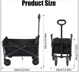 Collapsible Picnic Camping Cart, Folding Utility Beach Wagon, Garden Trolley Cart With Telescoping Handle-For Shopping Camping Garden Beach Grocery