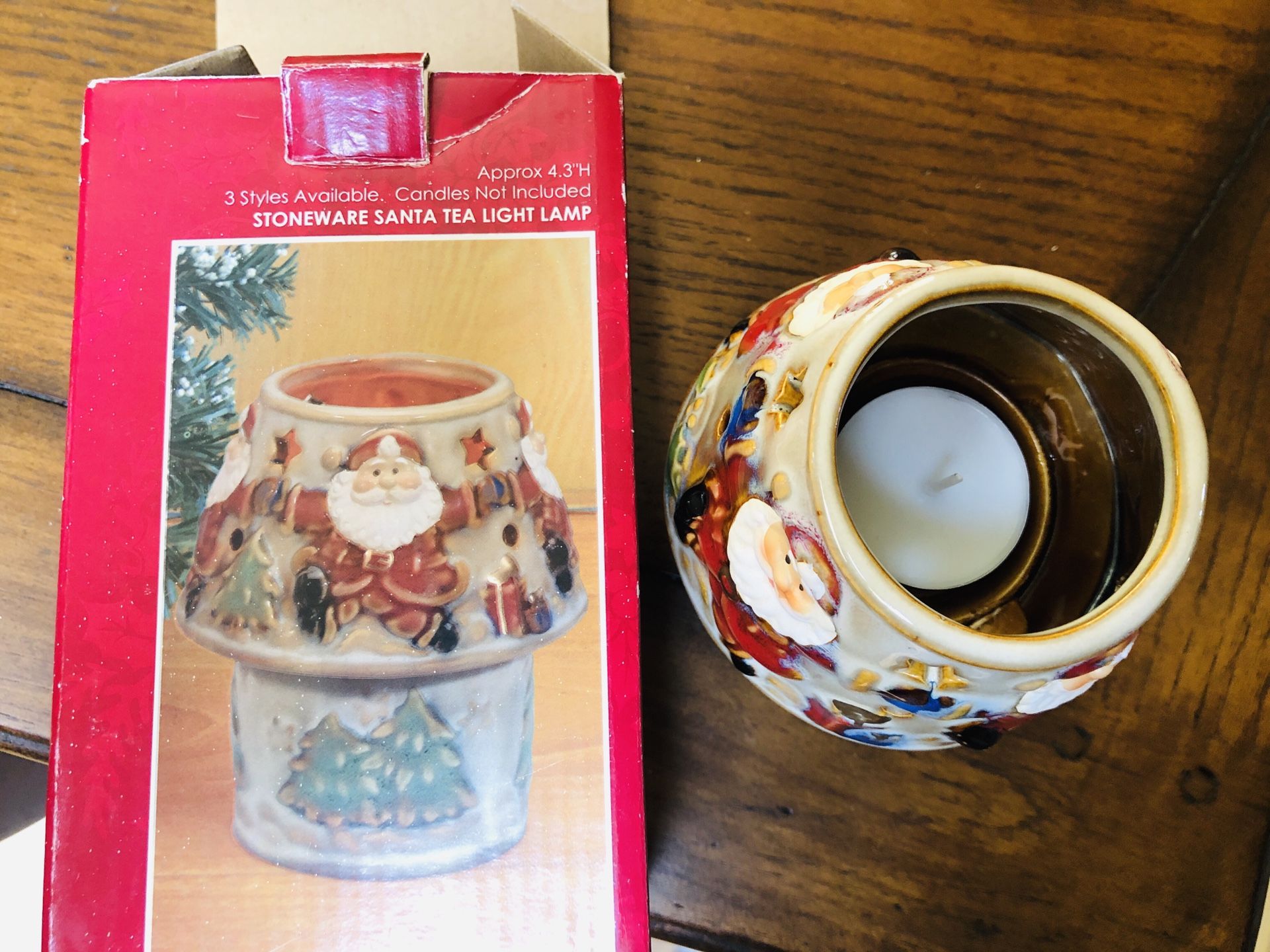 Santa ceramic tea light holder