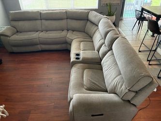 Large Sectional Reclining Sofa with Console