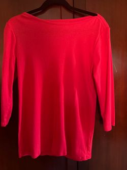 Faded Glory Women’s Red Crew Neck Long Sleeve Top  Tee Size L (12-14)