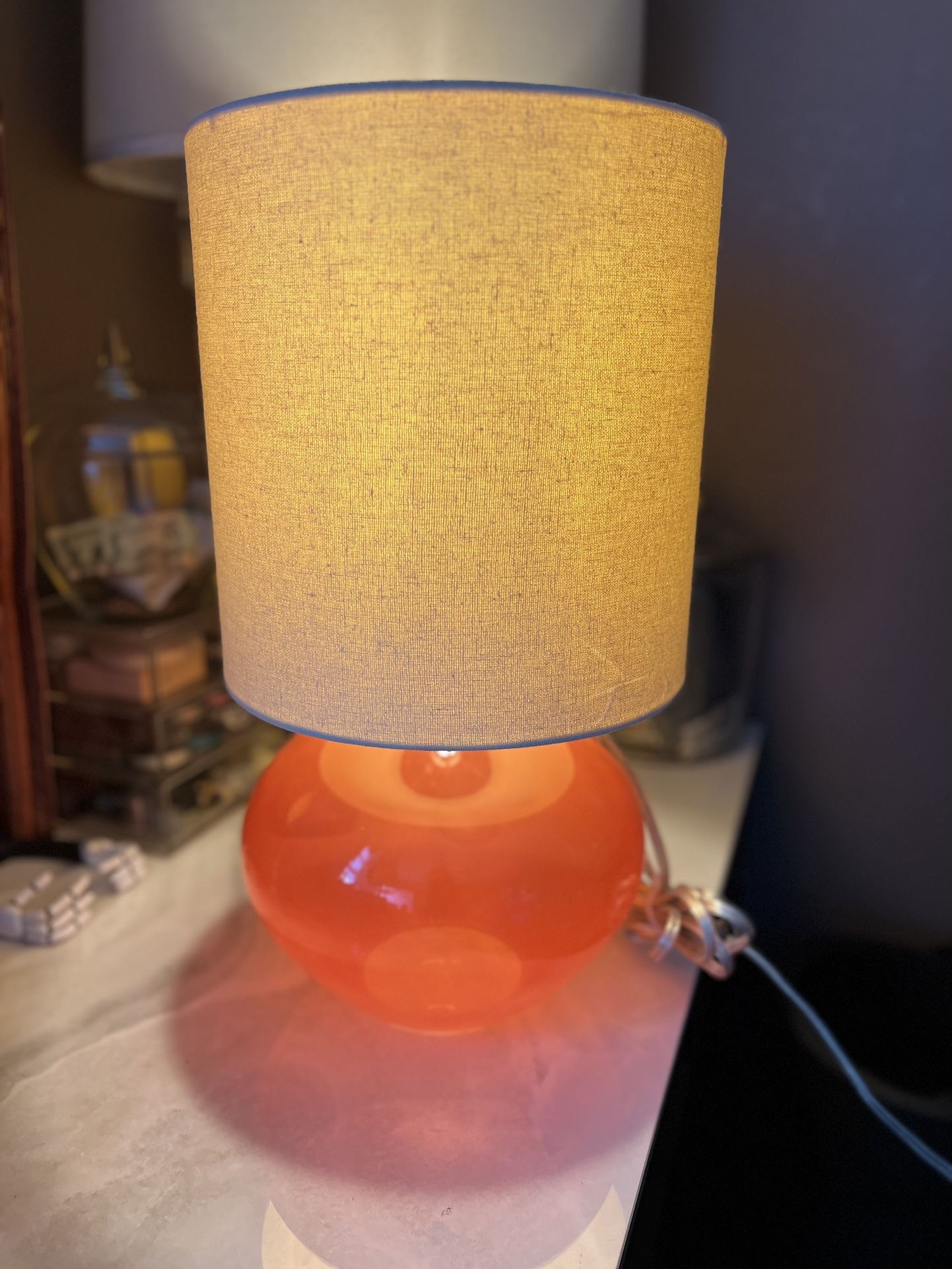 Retro Pop Orange Glass Base Lamp