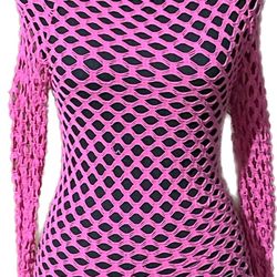 Like New Hot Pink Fishnet Top, Size S