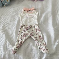 Daddy’s Little Love Outfit Baby Girl Pink Size 3-6 Months 