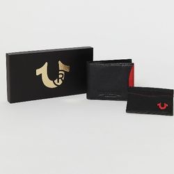 True Religion Brand Fuller Style Classy Black & Red Leather Bifold Wallet & Card Holder Gift Set. Slick Slim Design.

Stylishly Organized 