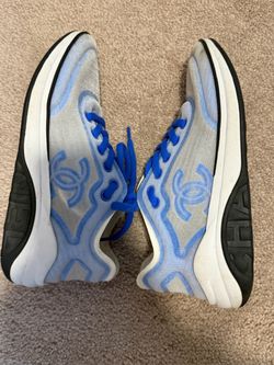 Chanel CC Logo Sneakers Blue White size 6.5