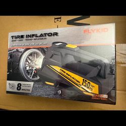 FLYKID Tire Inflator Portable Air Compressor- 12V DC Air Pump for Car Tires with 150PSI LCD Digital Gauge & Emergency LED Light,Auto Tire Pump for Car