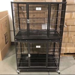 2-Brand-New 37” HD Dog Kennel Cage With Metal Floor dimensions In Last Picture