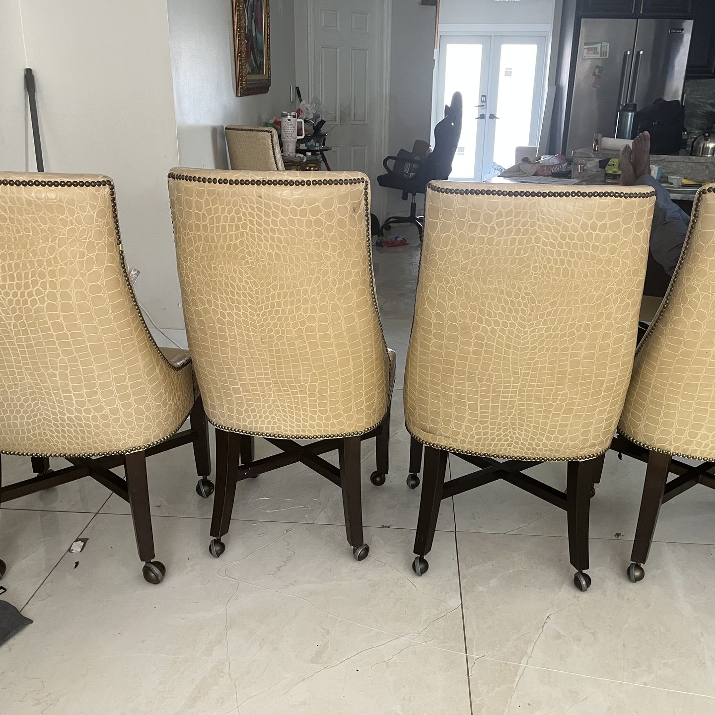 Alligator faux leather chairs